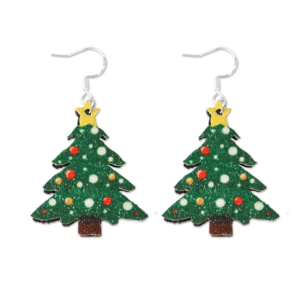 Darzheoy Christmas Earrings for Women Santa Claus Sparkling Pendant Earrings Funny Silvered Plated Earrings Christmas Gift