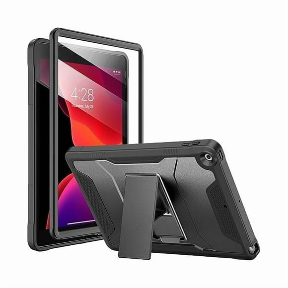 wonim11 Soke Case for iPad 9th/8th/7th Generation 10.2-Inch (2021/2020/2019 Release), with Built-in Screen Protector and Kickstand, Rugged Full Body Protective Cover for Apple iPad 10.2 Inch - Black