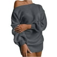 thumbnail image 1 of Pompotops Robe Pull en Tricot à Manches Lanternes Décontractée pour Femmes, 1 of 4