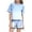 Light Blue, variant on Girls Gradient Ombre Print Summer Outfit, Short Sleeve Crewneck Top and Active Shorts 2-Piece Loungewear Set with Pockets for Girls Juniors