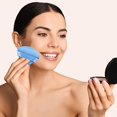 thumbnail image 4 of 2 PCS Powder Puff Triangle Makeup Puffs for Loose Setting Powder Face Body, Foundation Blender Velour Setting Powder Puff, Super Soft Eye Makeup Wedges Beauty Tools (Black Blue), 4 of 5