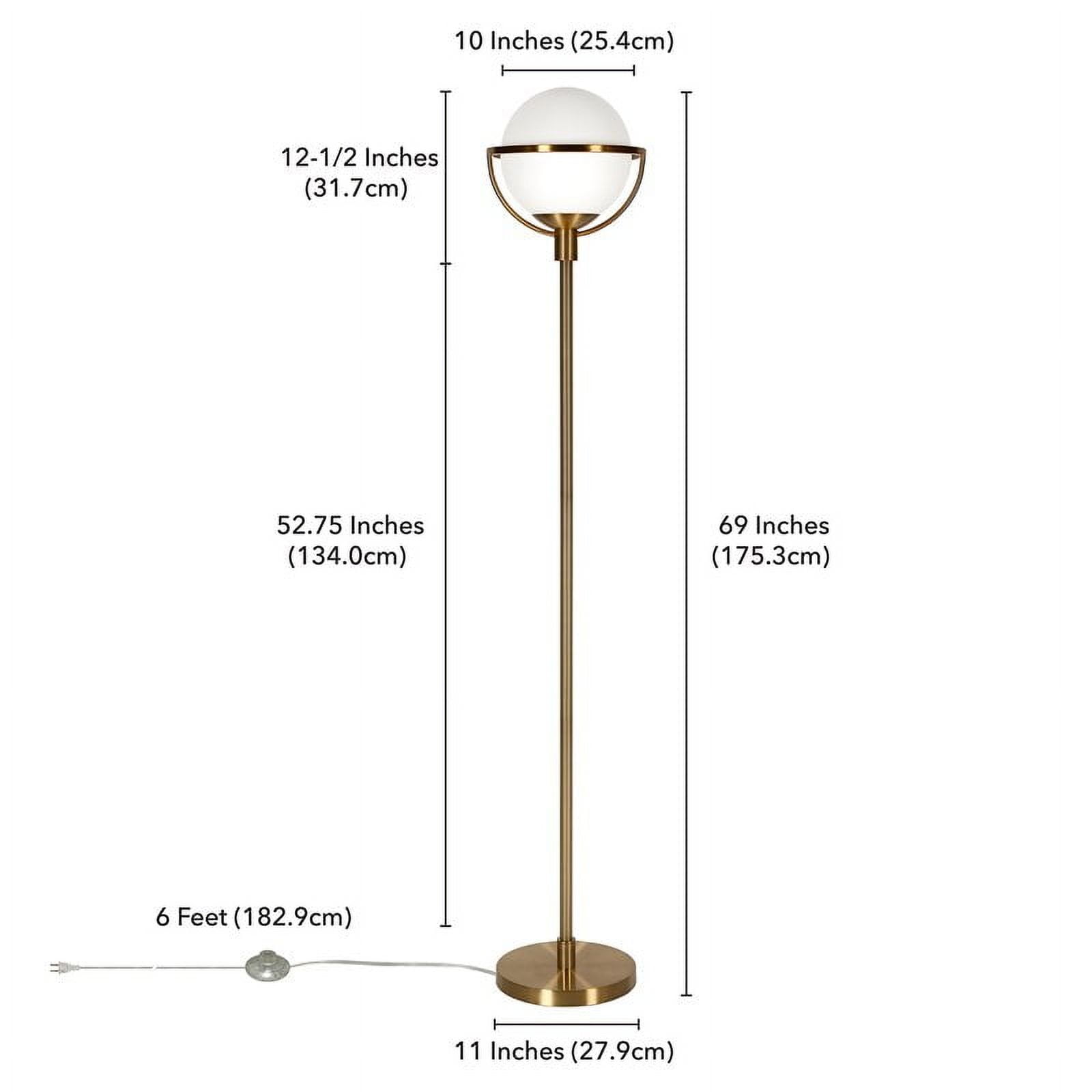 Evelyn&Zoe Cieonna Globe & Stem Floor Lamp with Glass Shade in Brass/White
