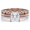 thumbnail image 1 of JeenMata Juego de Anillos de Boda Estilo Princesa de 2 Quilates - Juego de Novia - Juego de Trío de Boda - Anillo de Compromiso - Anillo Art Déco - Anillo de Promesa - Plata Esterlina, 1 of 6