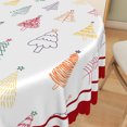thumbnail image 4 of Duangreer Cartoon Christmas Round Tablecloth, Cute Xmas Tree Graffiti Print, Waterproof Wrinkle Resistant, Table Cover for Holiday Party, Dining, Indoor and Outdoor, White, 70''Round, 4 of 6