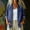 Navy, variant on FRSASU Women's Denim Shirt Button Down Collarless V Neck Casual Jean Lightweight Roll Up Sleeve Relaxed Fit Denim Shirt Silver