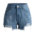 thumbnail image 7 of Lixiuxyad Womens Jean Shorts Mid-High Rise Casual Stretchy Ripped Distressed Cut-Off Summer Denim Shorts Sizes S-2XL,Blue, 7 of 7