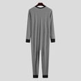 thumbnail image 4 of Clearance 2024! ZVNAΖH Mens One Piece Button Down Pajamas, Long Sleeve Onesies Jumpsuit Nightwear, Striped Sleepwear Loungewear, 4 of 9