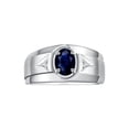 thumbnail image 1 of RYLOS Men's Rings 14K White Gold Classic 7X5MM Oval Gemstone & Diamond Ring Sapphire September Birthstone Rings For Men, Gold Rings Size 9, 1 of 7