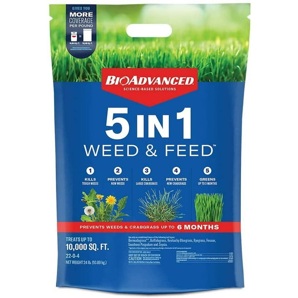 BIOADVANCED 704865U 5in1 Weed and Feed Lawn Fertilizer and Crabgrass
