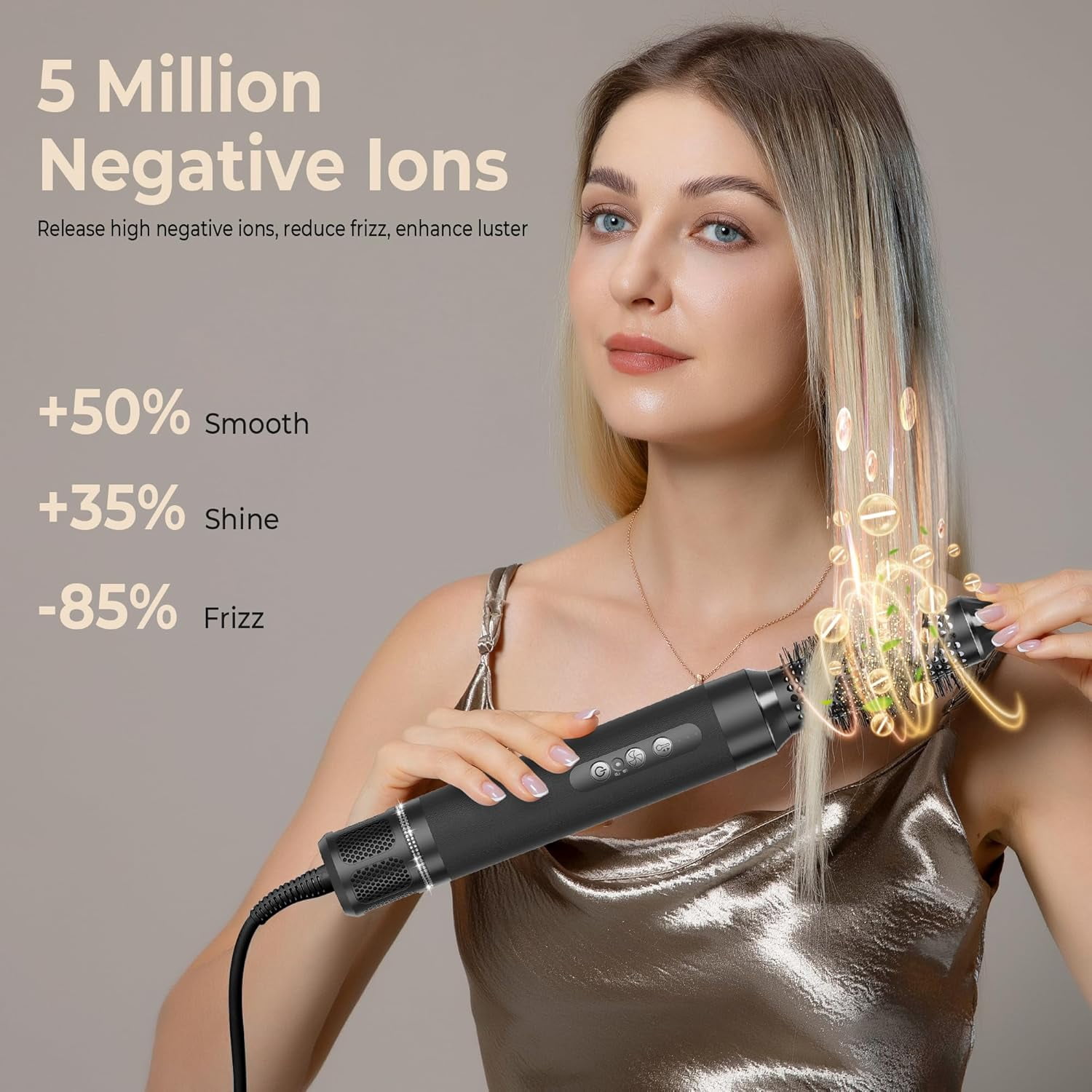 7-in-1 Blow Dryer Brush Set with Diffuser & Concentrator - 110,000 RPM High-Speed Negative Ionic Hair Dryer for Straight, Wavy & Curly Hair
