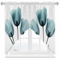 thumbnail image 2 of Spring Teal Swag Curtain Valance for Windows, Flowers X-ray Image of Tulips Floral Window Treatments Short Swag Topper for Kitchen Windows Bathroom Bedroom, 36"x63", 2 of 8
