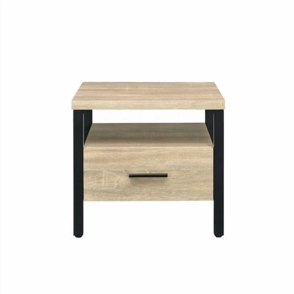 Xukmct 1 Drawer Nightstand with 1 Open Shelf, Wood Beside Table for Living Room, Bedroom, Brown