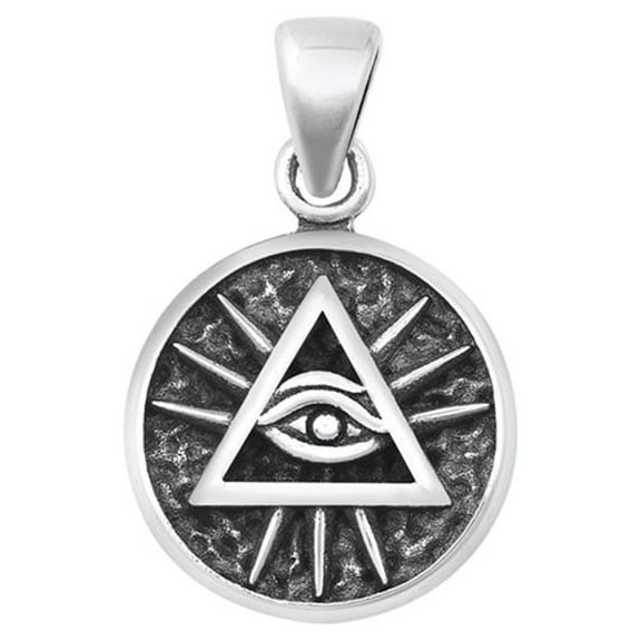Sterling Silver Oxidized Eye of Providence Pendant Pyramid Triangle Charm 925 Jewelry Female Unisex