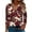 Wine, variant on QQAMB T-Shirts for Women Fall 3/4 Sleeve V-Neck Strip Print Casual Blouse Tops Loose Comfy Tee Brown 4XL