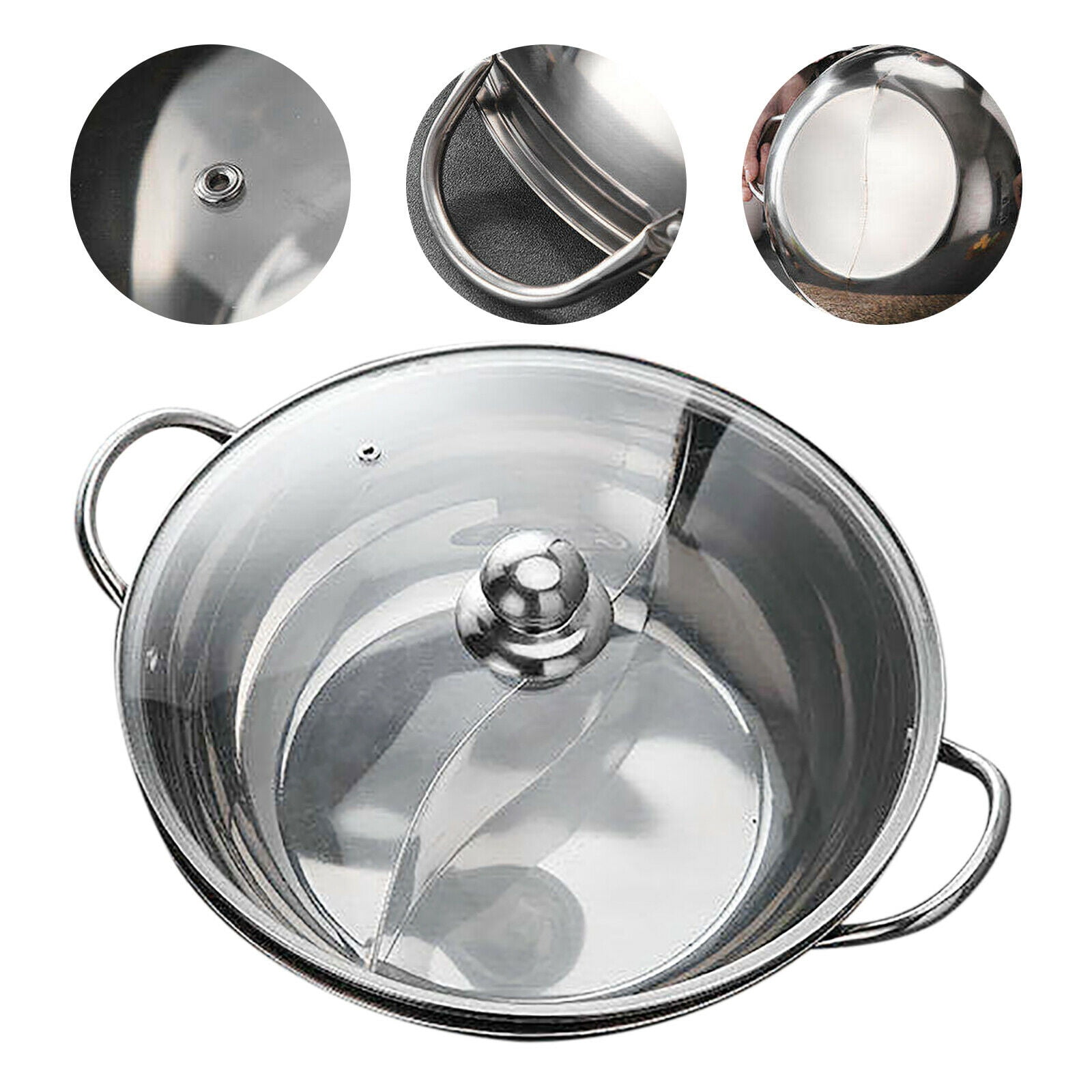 BESTONZON Hot Pot with Divider Stainless Steel Hot Pot Divided Hot Pot Pan  Household Hot Pot Stock Pot