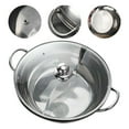 thumbnail image 3 of Shabu Shabu 12" Dual Site Divider Stainless Steel Hot Pot with Glass Lid, Silver, 3 of 12