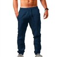 thumbnail image 2 of Pantalones de harén sueltos de lino y algodón para hombre, pantalones hippie de yoga para playa, 2 of 4