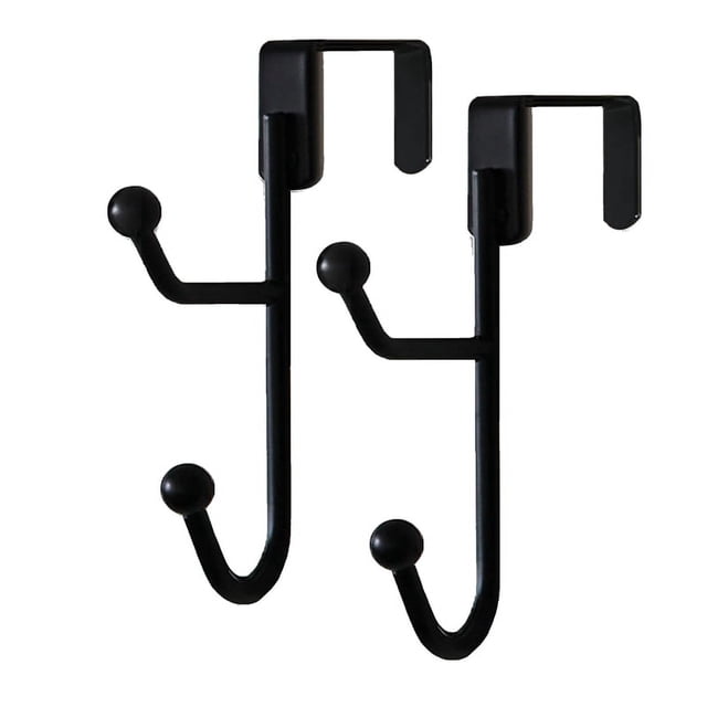 Paquete de 2 para Colgar Sobre la Puerta, Gancho Doble de Metal Resistente para Colgar Abrigos, Sombreros, Batas, Toallas, Negro