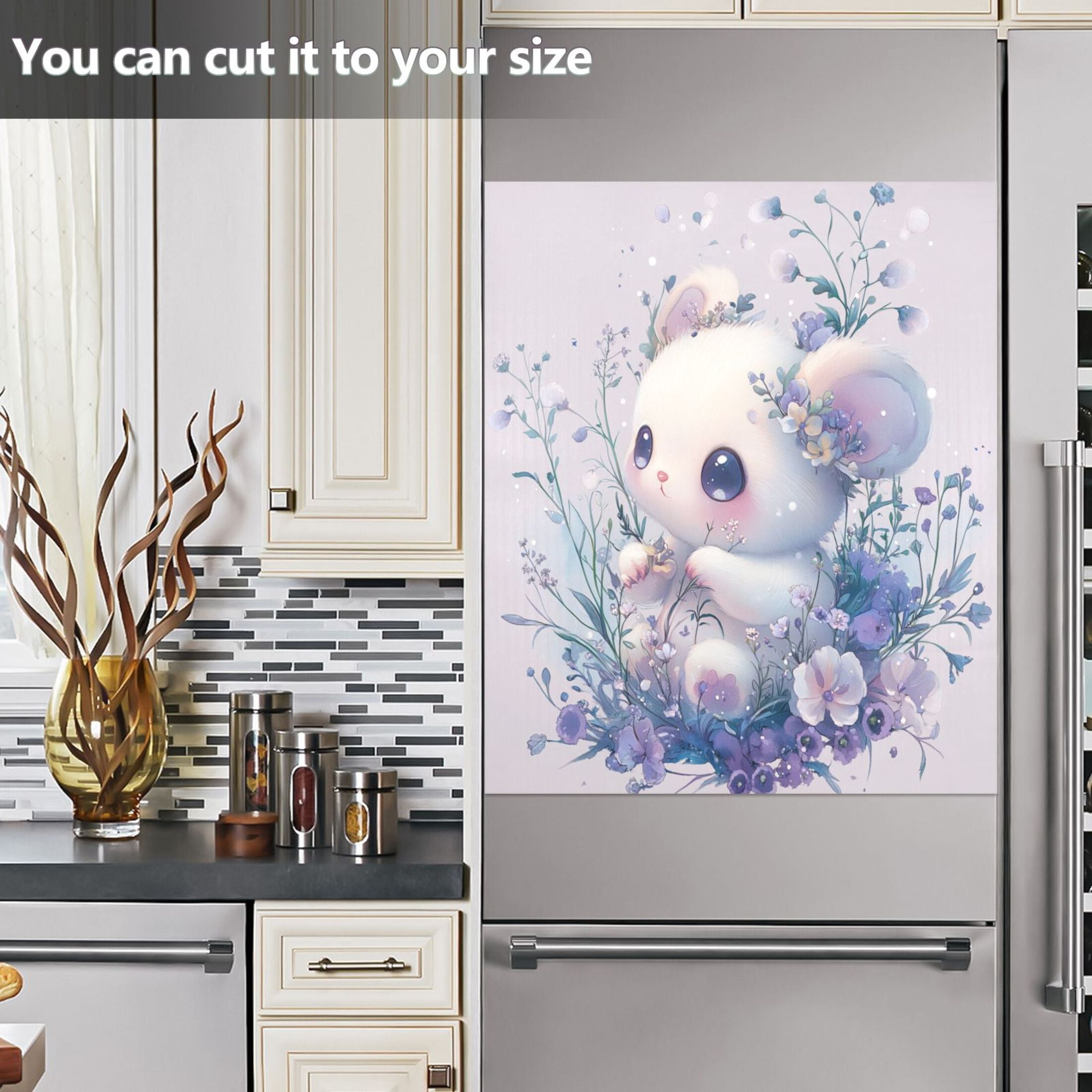 Dishwasher Magnetic Sticker 23x26 Inch Refrigerator Magnetic Sticker Washing Machine Magnetic Sticker Kitchen Panel Magnetic Sticker Home Decor Cute Cartoon White Bear