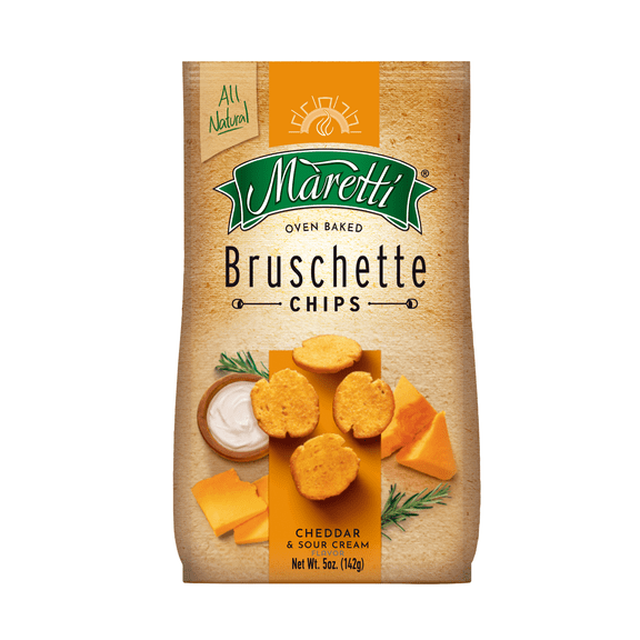 Maretti Oven Baked Cheddar & Sour Cream Bruschette Chips, 5 oz Plastic Bag