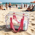 thumbnail image 4 of Macaron Color Clear PVC Cosmetic Tote Bag, Waterproof Transparent Travel Toiletry Organizer, Portable Makeup Bag for Beach Swimming Shower Gym Travel Storage, 4 of 6