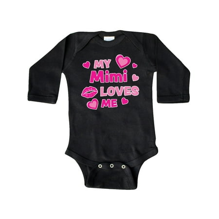 

Inktastic Valentine s Day My Mimi Loves Me Hearts and Lips Gift Baby Boy or Baby Girl Long Sleeve Bodysuit