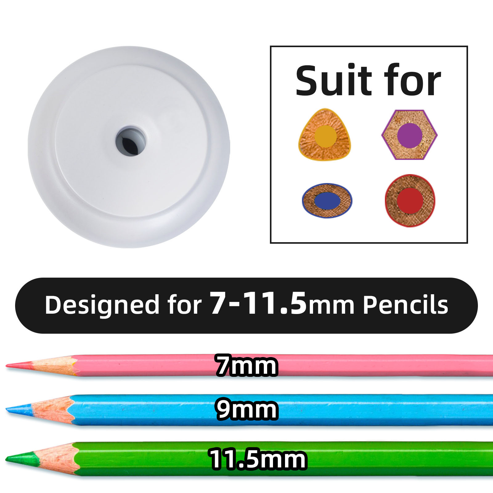 USB Automatic Electric Pencil Sharpener Auto Stop 3 Thickness Adjustable for 7-11.5mm Drawing Pencils ＆ Colored Pencils