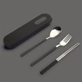 thumbnail image 4 of Conjuntos de vajilla 304 Estudiantes reutilizables para cubiertos de acero inoxidable Use accesorios de viaje de diseño simple para reuniones familiares de picnic Negro 3 PCS Inevent HA012732-05, 4 of 7