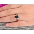 thumbnail image 2 of Princess Cut 2.50 Carat Black Diamond Moissanite Engagement Ring Set On 10k Rose Gold Matching Band Promise Ring Milgrain Anniversary Gift Bridal Ring, 2 of 6