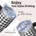 thumbnail image 4 of Stainless Steel 20oz Textured Tumbler with Geometric Handle, Double Wall Insulated Travel Mug, Leak Proof Design Includes Straw, 4 of 5