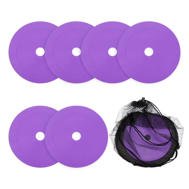 Marcadores de conos planos Uxcell, antideslizantes, con bolsas de cordón 6Pcs & 6" & Púrpura - para entrenamiento y juegos