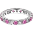 thumbnail image 4 of 14K White Gold Lab Grown Dia Si1/Si2 G H I & Cr Pink Sapp Eternity Ban (2 X 3.26) (Size 6.5) Made In India et0050-cps-100-65wlg, 4 of 5
