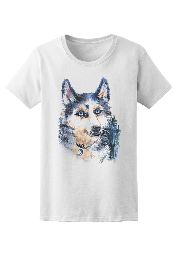 Watercolor Husky Portrait T-Shirt Men -Image by Shutterstock, Male x-Large