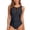 Black, variant on One Piece Swimsuit Women Mesh Paneled Neckline Tummy Control Bathing Suit Swimwear