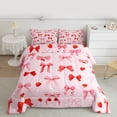 thumbnail image 2 of Manfei Kawaii Bowknot Bedding Comforter Set 2pcs for Kids Girls, Cute Strawberry Twin Comforter Sets, Pink Red Bedding Set, Super Cozy Room Decor, 2 of 8