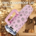 thumbnail image 3 of Christmas Tumbler 40oz Pink Snowflake Tumbler with Lid and Straw Xmas Insulated Cup Coffee Mug Christmas Gifts for Women Men, 3 of 6