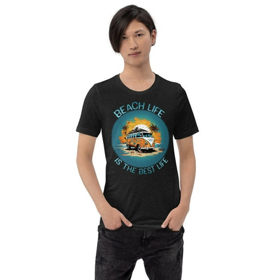 Beach Life Is The Best Life Design Unisex T-shirt (Black Heather, XS)