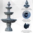 thumbnail image 4 of 58.3" 3-Tier Electric Outdoor Freestanding Water Fountain - Classic Leaf Design, Gray Resin with Pump, 4 of 11