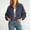 Navy, variant on Collar Lapel Jacket for Women Dot Print Zip Up Long Lantern Sleeve Cropped Coat Casual Lightweight Vintage Style Outerwear for Spring Fall Daily