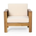 thumbnail image 3 of Christopher Knight Home Louver Outdoor Acacia Wood Outdoor Club Chair with Cushions by  Teak + Cream, 3 of 5