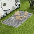 thumbnail image 2 of Barara King Rug,Non Slip Rugs,Indoor Door Mat,Reversible Outdoor Rug Carpet RV Camping Rugs with Carry Bag, 9' x 18', Gray & Cream White Boho, 2 of 11