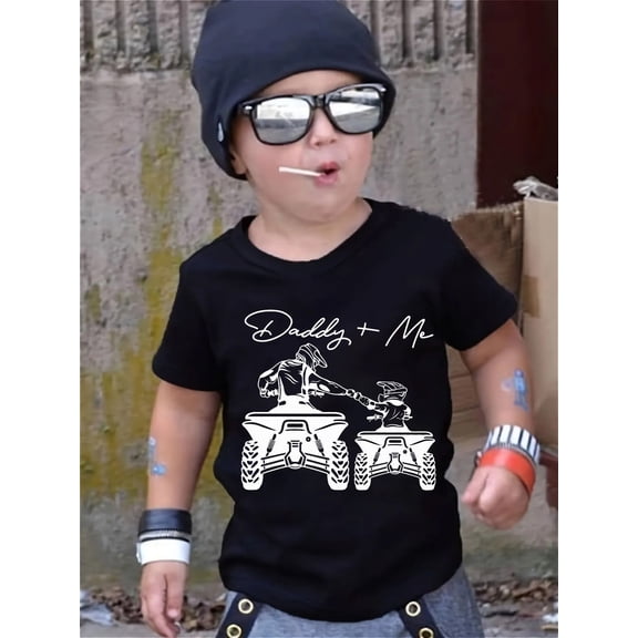 Boy's Cute Casual ATV Rider Daddy and Me Graphic T-Shirt