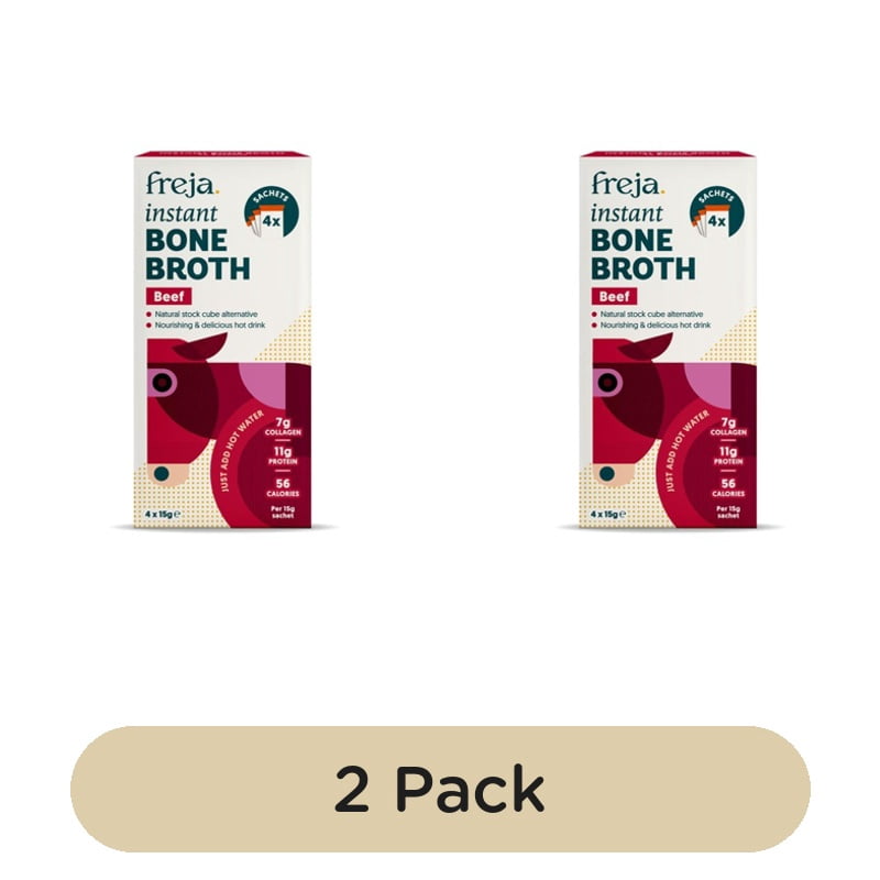 Freja Beef Instant Bone Broth 4 x 15g, British Import (Pack of 2)
