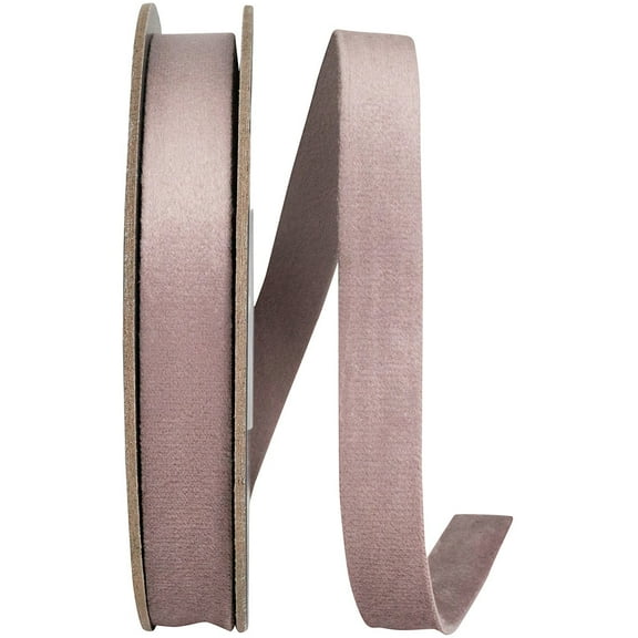 Ribbon - Luxe Velvet Double Face, Antique Mauve, 5/8 Inch, 10 Yards