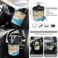 thumbnail image 5 of Jeiento Beach Starfish 15 Pieces Car Seat Cover Set with Auto Steering Wheel Cover Seat Belt Strap Protector Cup Holder Trash Bag Air Vent Storage Pocket Rear View Mirror Protector Keychain, 5 of 7
