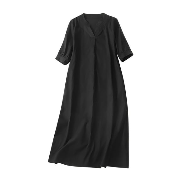 IROINNID Summer Dresses for Women , Casual Loose Dress for Women with V-Neck and Short Sleeve Summer Soild Color Dresses