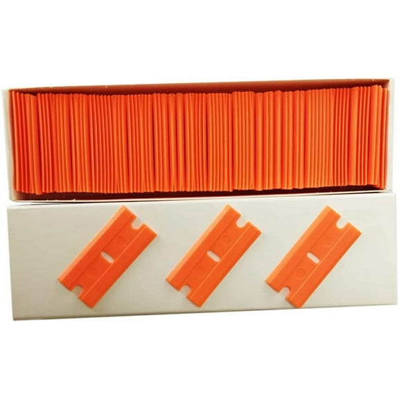 100pcs Plastic Razor Blades 1.5" Double Edged Blade for Sticker Glue Scraper Ceramic Oven Spatula Car Wrap Cleaner (100pp Blades)