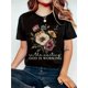 thumbnail image 1 of Women's Vintage T-shirts-Inspired Floral & Inspirational Quote T-Shirt - Casual Short Sleeve Round Neck Top, Machine Washable, All-Season Comfort, Everyday Outfit, Faithbased Design, Soft Texture, 1 of 6