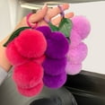 thumbnail image 6 of Faux Fur Grape Keychain Keyring Bag Purse Charm Decoration Light Green, 6 of 9