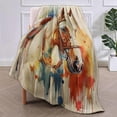 thumbnail image 2 of Western-Style Horse Blanket, Colorful Abstract Horse Art Flannel Throw Blankets,Soft Warm Lightweight Cozy Plush Animal Throws for Bed Sofa Office Travel Home Decor Gifts for Women 60"x50", 2 of 6